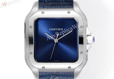 THB Factory Cartier Santos Green/Blue Face Leather Band 1847 MC Movement Watch